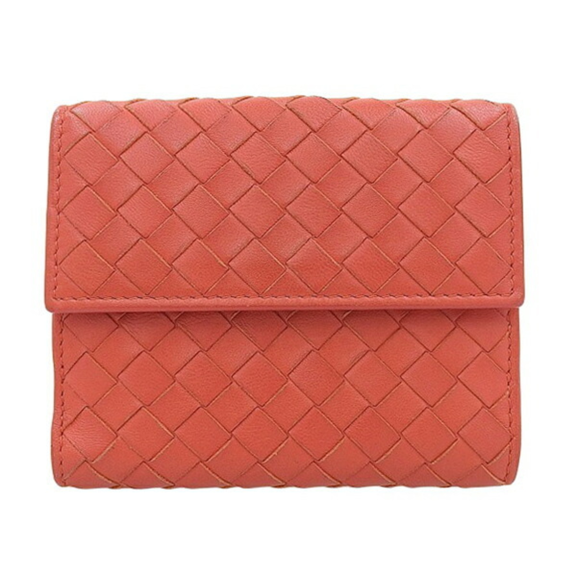Bottega Veneta Intrecciato Leather W Bi-Fold Wallet - Red